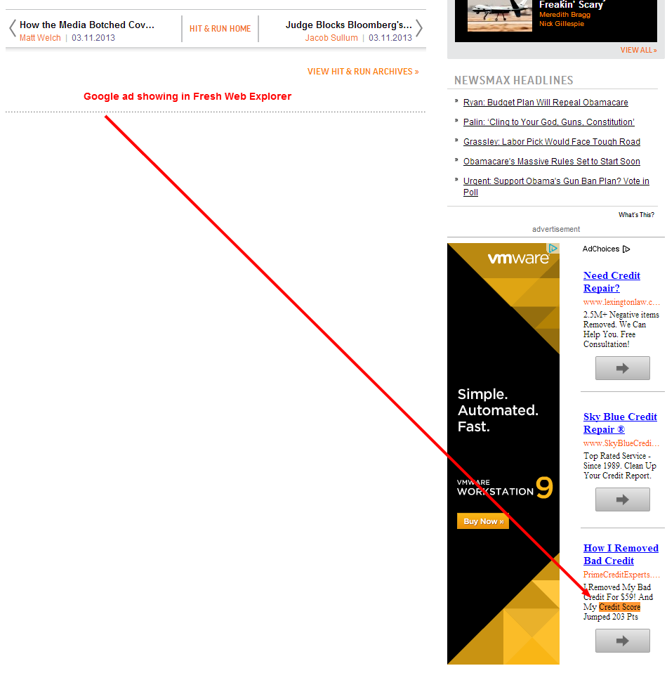 SEOmoz Fresh Web explorer Google ad